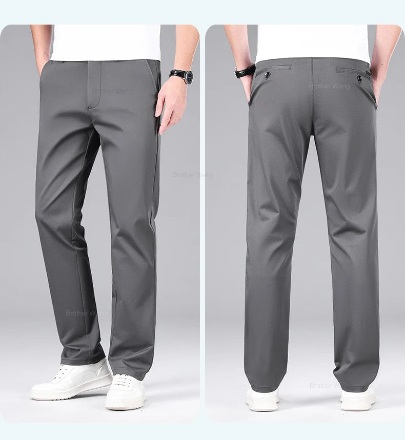 Classic Style Men's Cotton Elastic Casual Pants