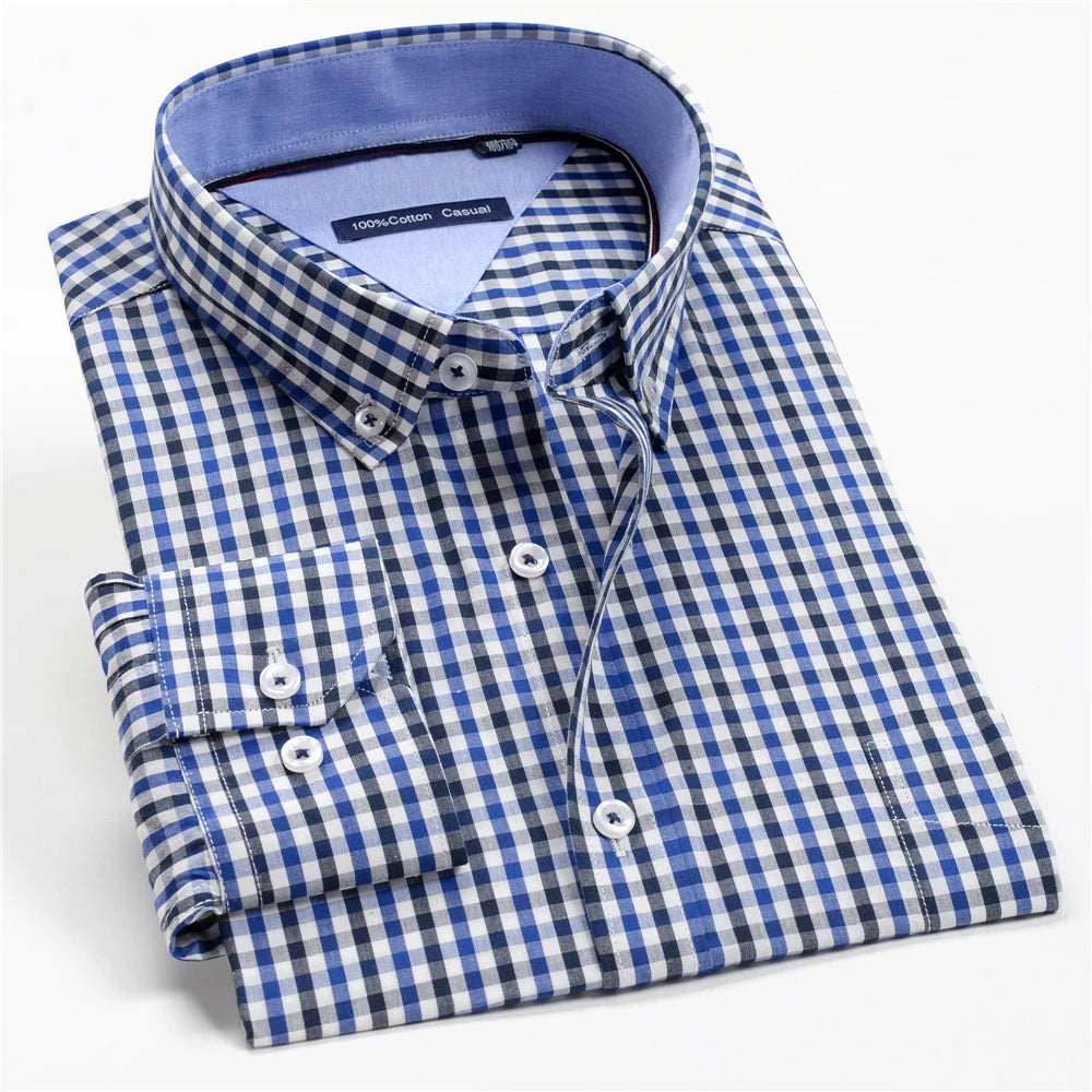 Men's Plaid Long Sleeve Business Casual Office Shirt