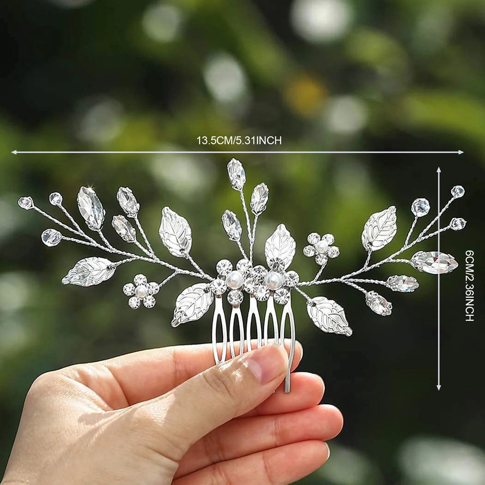 Crystal Pearl Hair Comb Clip Pin Alloy Leaf Hair Comb