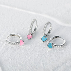 Heart Cute Candy Neon Color Silver Golden Color Hoop Earrings