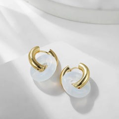 Vintage Stone Pendant Hoop Earrings for Women S