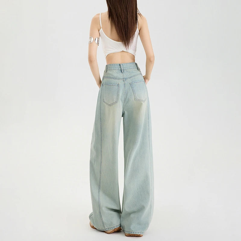 Lyocell Thin Woman Jeans High Waist Wide Leg Denim Clothing Design