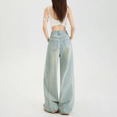 Lyocell Thin Woman Jeans High Waist Wide Leg Denim Clothing Design