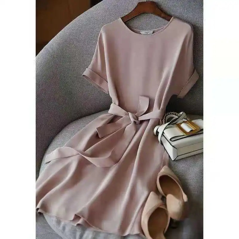 Style Elegant Fashion Solid Color Dress O Neck Office Lady Chic