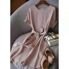 Style Elegant Fashion Solid Color Dress O Neck Office Lady Chic