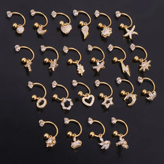 Stainless Steel Minimal Crystal CZ Star Ear Studs Earring