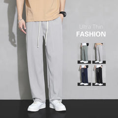 Summer Ultra-thin Men's Pants Baggy Straight  Fashion Casual Trousers