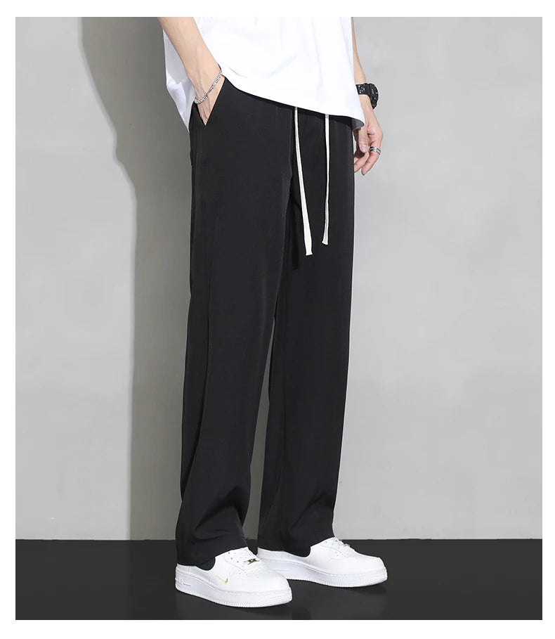 Summer Ultra-thin Men's Pants Baggy Straight  Fashion Casual Trousers