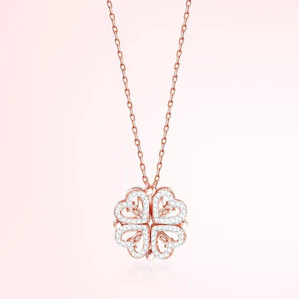 Heart Shaped Four Leaf Clover Pendant Necklace Choker Jewelry