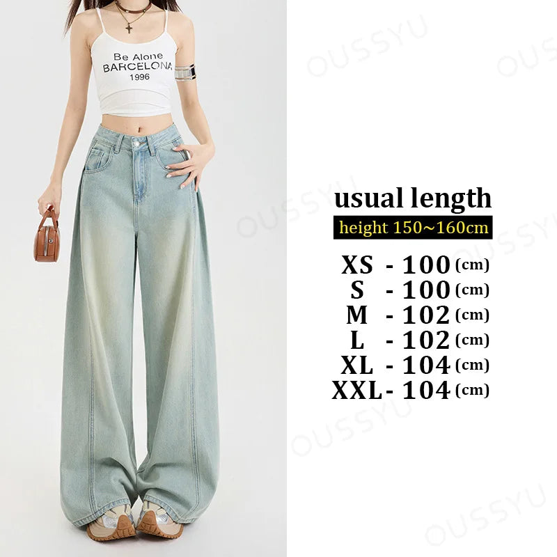Lyocell Thin Woman Jeans High Waist Wide Leg Denim Clothing Design