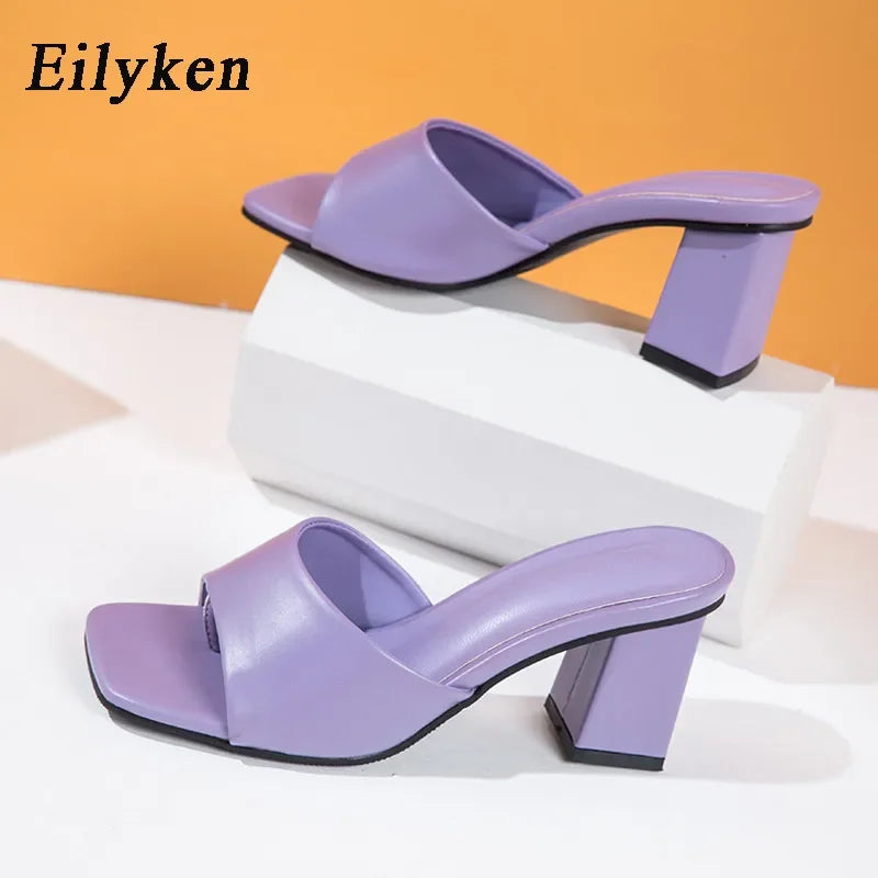 Women Slipper Outdoor Elegant Sandals Square High Heels