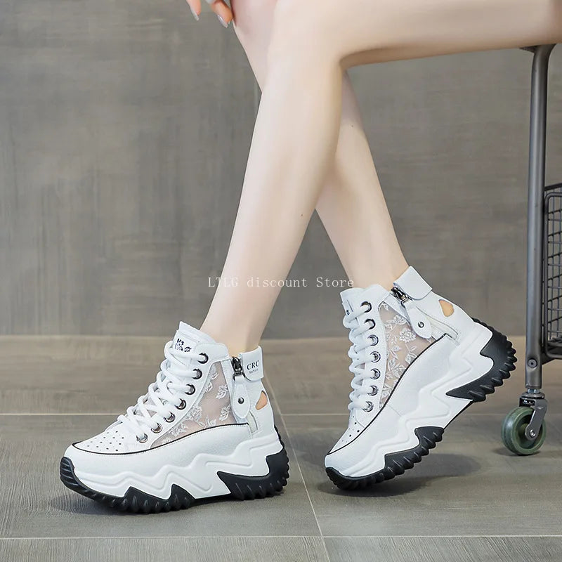 Women Zipper Platform Walking Shoes Summer Style