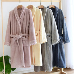 couple nightgown flannel thickened bathrobe plus size home robe