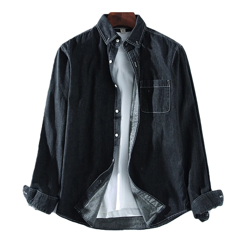 Casual Denim Fashion Casual Cotton Slim Fit Long Sleeve Shirt