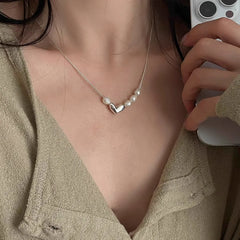 Necklace Pearls Heart Bean Love Irregular Punk Geometric