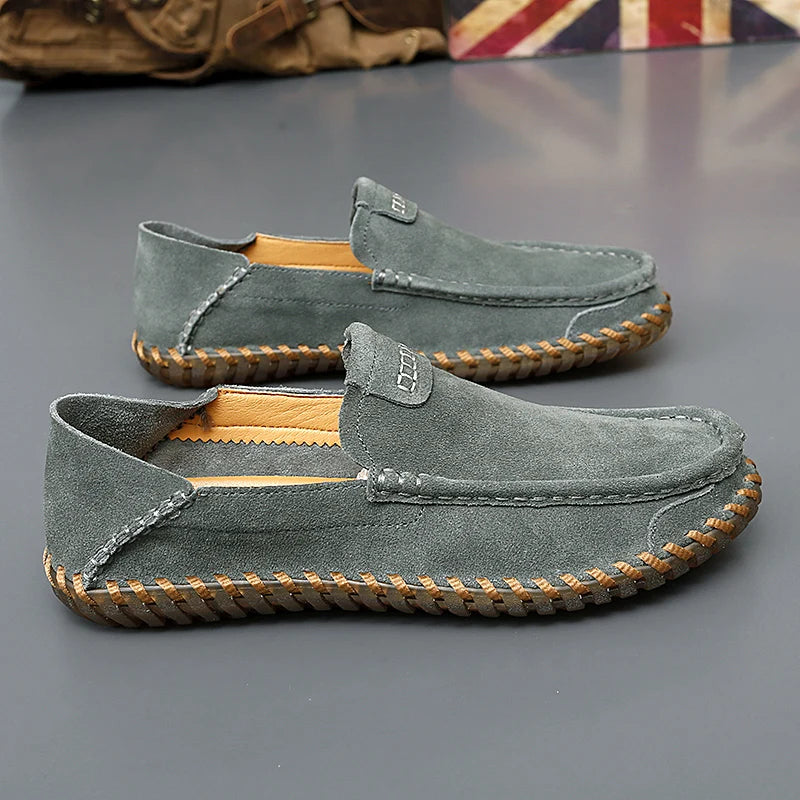 Suede Men Loafers Casual Shoes Slip On Moccasins Plus Size