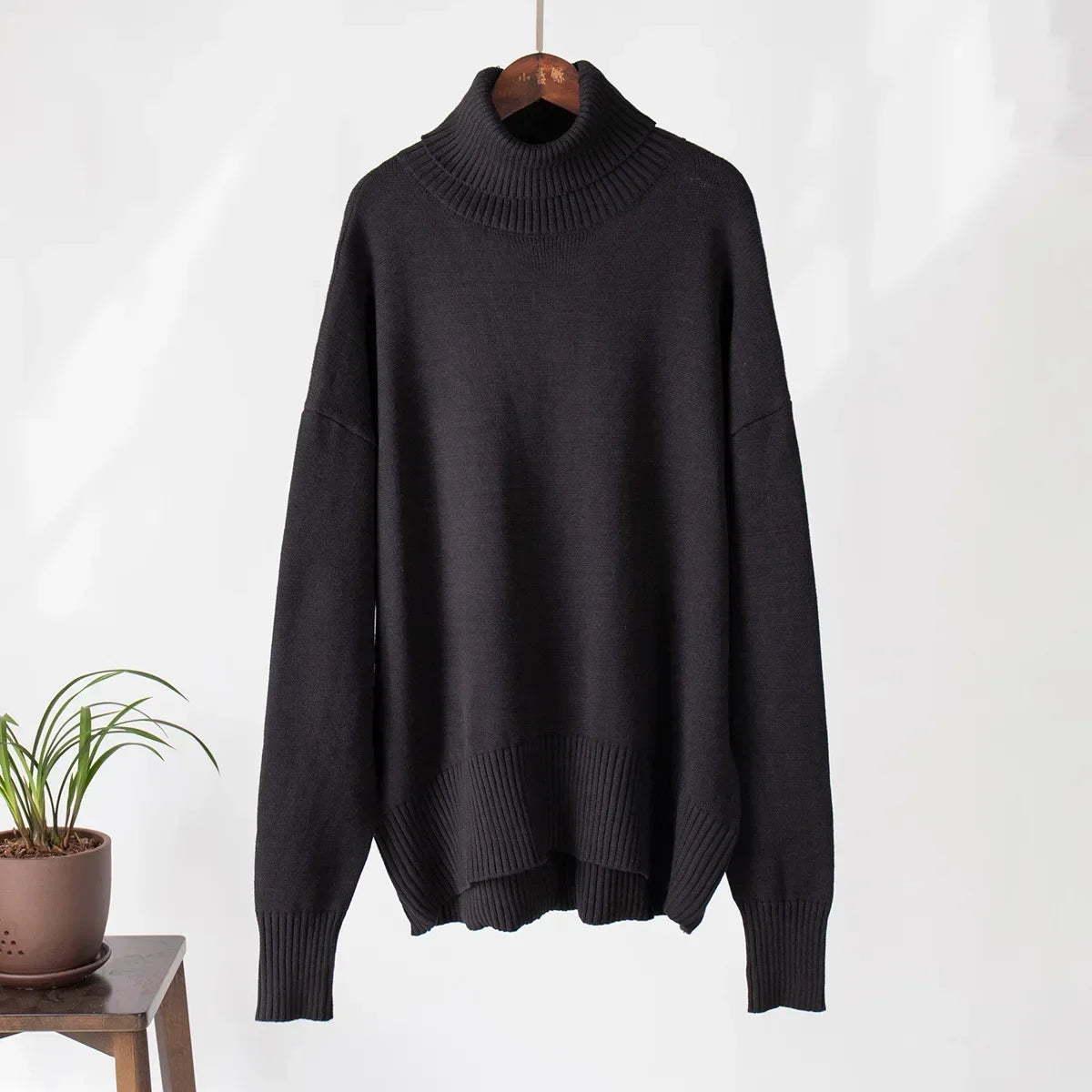 High Neck Pullover Warm Loose Knitted Base Sweater Jacket Tops