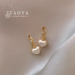 Classic Design Pearl Heart Pendant Earrings Fashion Jewelry