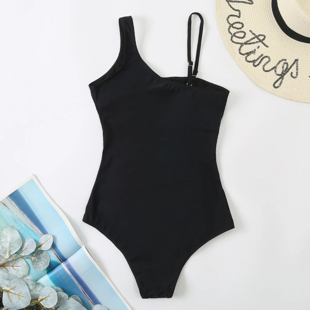 One-Piece Large Size Solid Color Plus Size Swimsuit