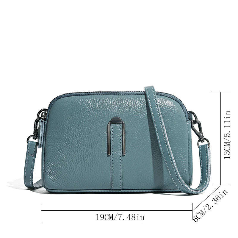 Genuine Leather Crossbody Bag Solid Color Clutch Phone Bags