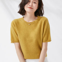 Short-sleeved O-neck  Pullover T-shirt Knitted Base Sweater