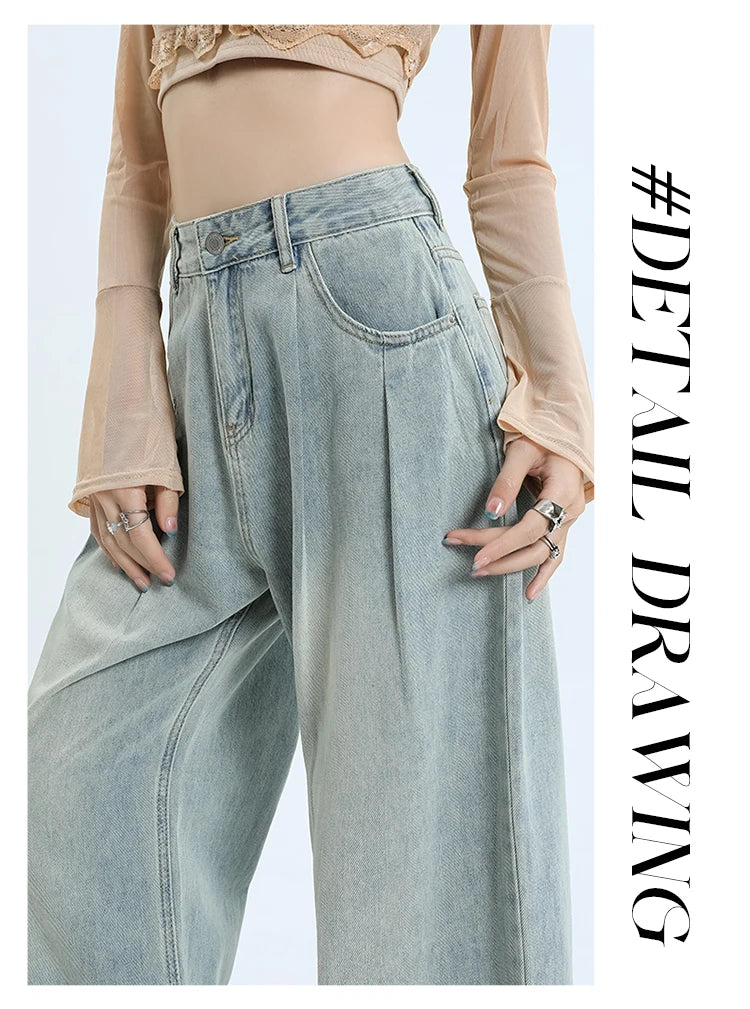wide leg jeans for women loose fit high waist Jeans retro