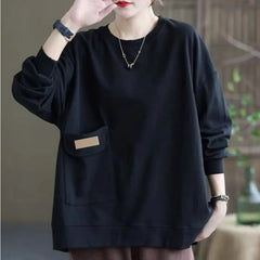 Trendy Simple Casual Oversize Streetwear Cotton Sweatshirt Y2K Pullover Tops