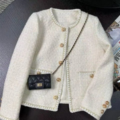 Chic Tweed Jackets Korean Long Sleeve Sweet Coat Fashion