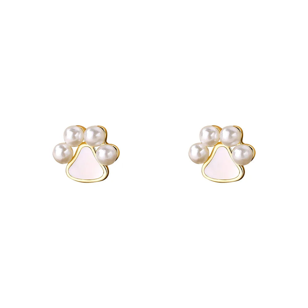 Imitation Pearl Cat's Claw Stud Earrings Jewelry Accessories