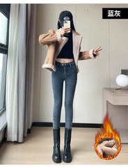 Fleece Skinny Warm Jeans Women Velvet Casual Thick Pencil Pants Basic