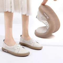 Plus Size Genuine Leather Women Mesh Sneakers Summer Flat Shoes