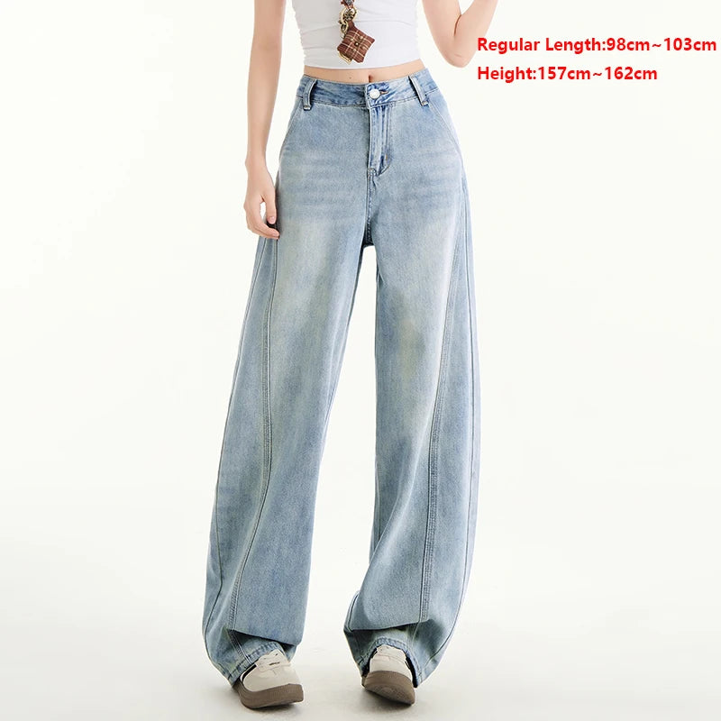 Wide Leg Loose Jeans Light Blue Vintage Denim Pants