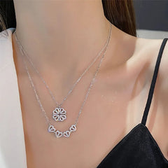 Heart Shaped Four Leaf Clover Pendant Necklace Choker Jewelry