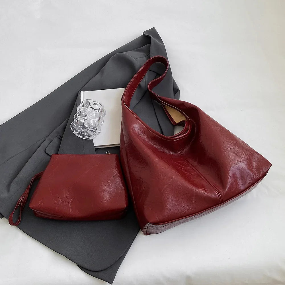 Soft Bag Vintage Wine Red Ladies Shoulder Bag