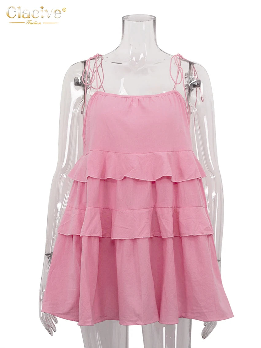 Loose White Cotton Strap Sleeveless Mini Dresses