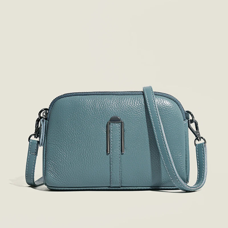 Genuine Leather Crossbody Bag Solid Color Clutch Phone Bags