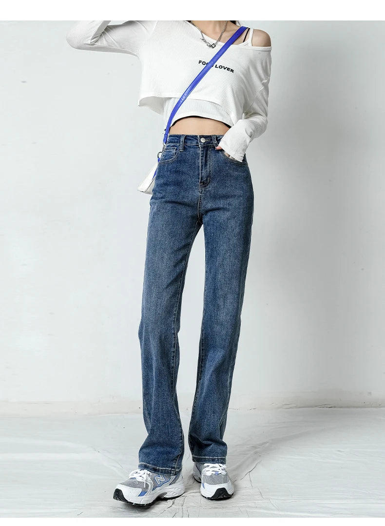 Y2K Straight Jeans Women's Loose High Waist Wide Leg