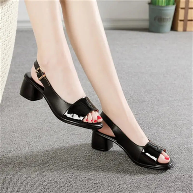 Chunky Heels Women Sandals Square Toe Ladies