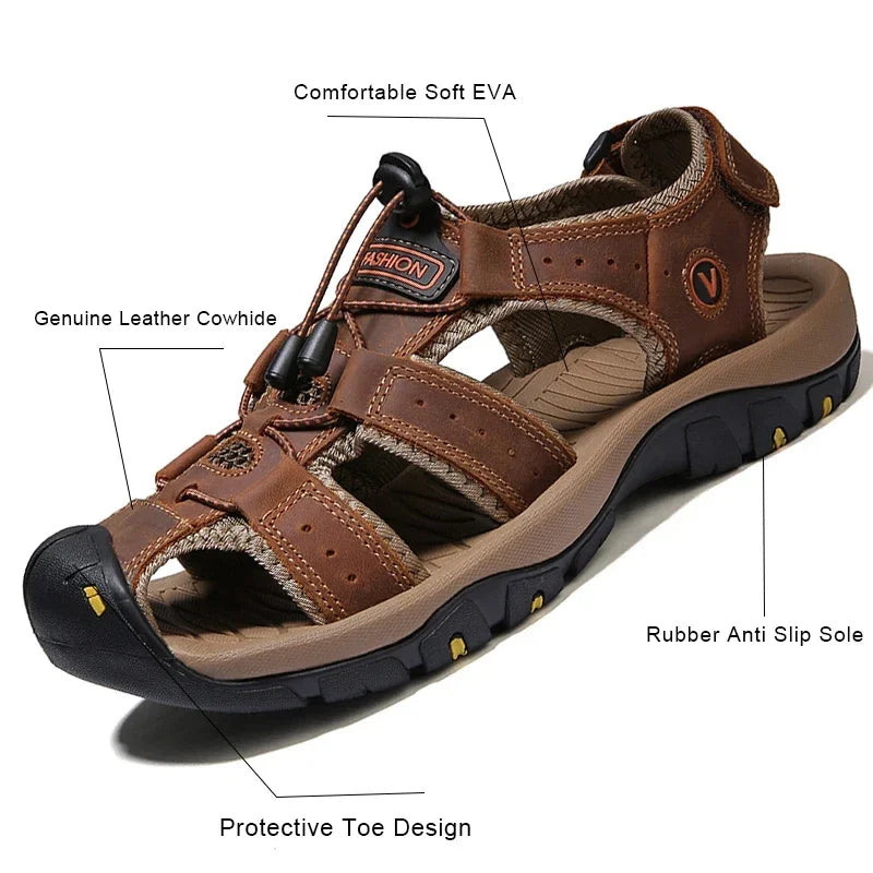 Genuine Leather Men Sandals Summer Men's Shoes Outdoor