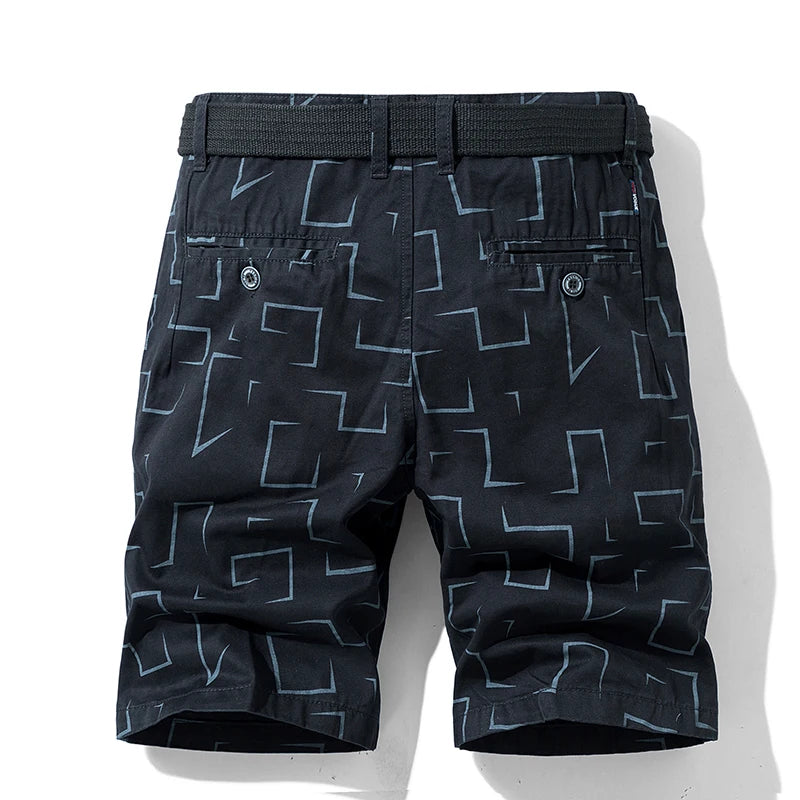 Men's Printed Casual Classic All-match Straight Cargo Shorts