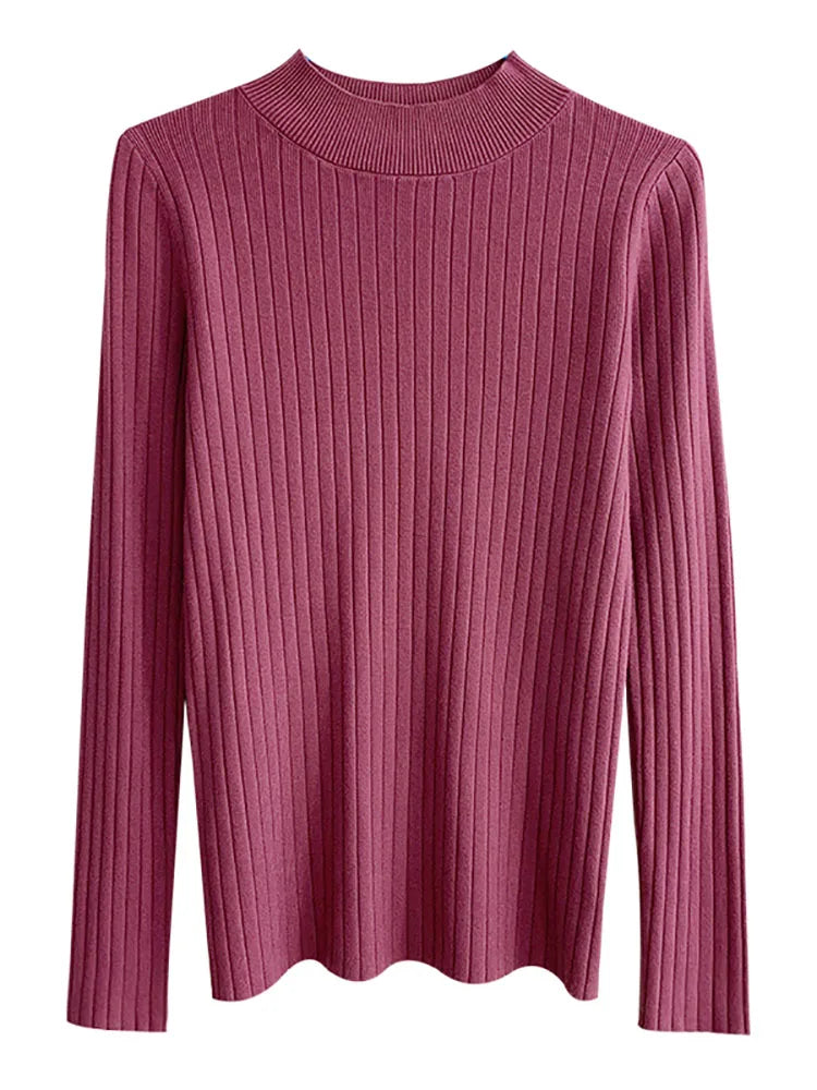 Sweater Slim Jumpers Knitted Solid Pullover Elegant Sweater