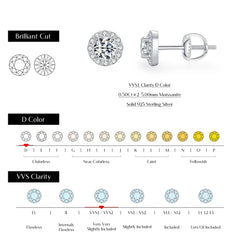 Moissanite Earrings For Women Silver Classic Round Jewelry