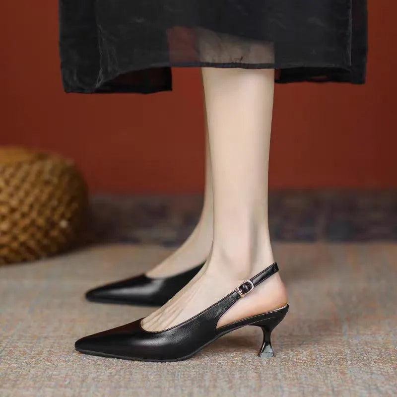 Sandals Pointed Toe Slingbacks Pumps Wedding Shoes Low Heels Dress Shoes