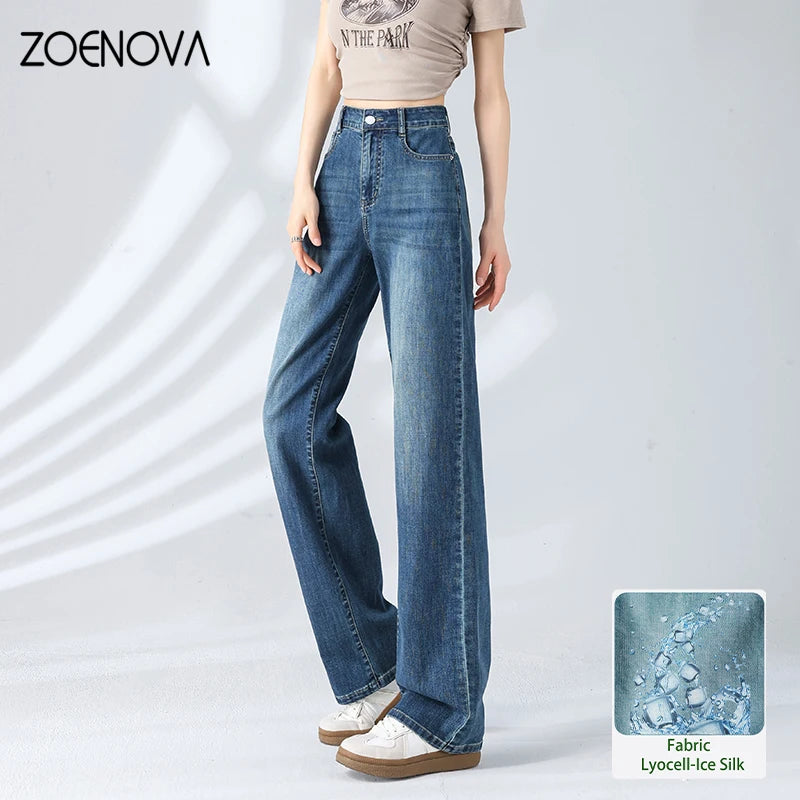 Retro Street Cool Lyocell Ice Silk Wide Leg Jeans