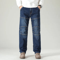 Stretch Stitching Jeans Classic Casual Men's Straight Loose Denim Pants