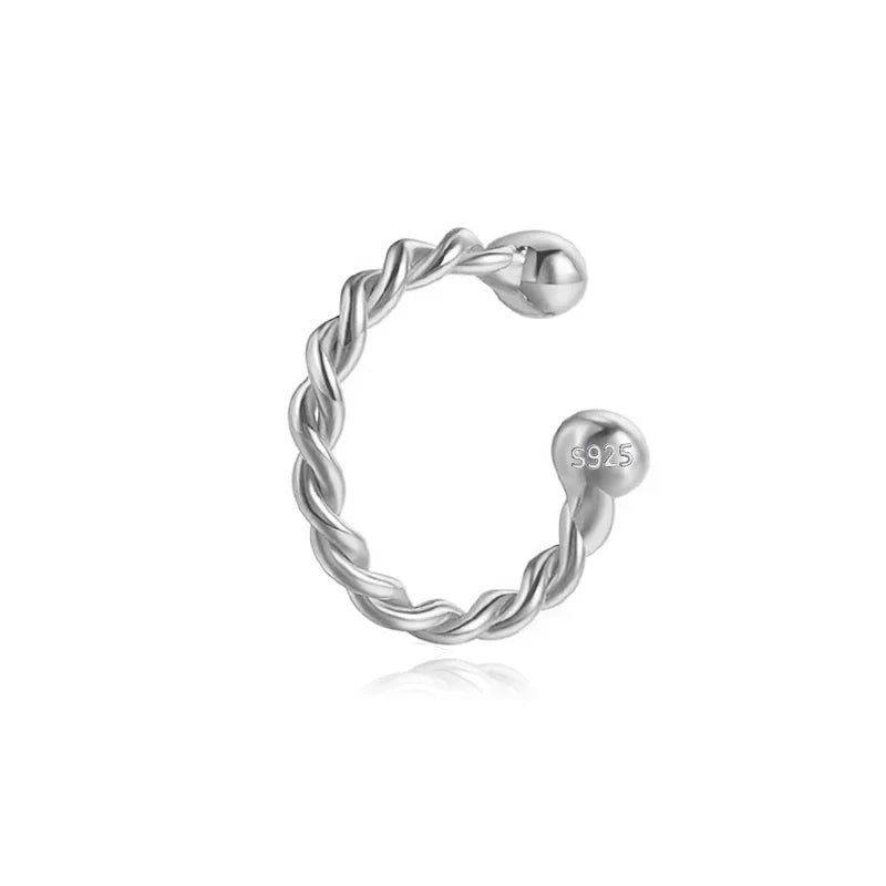 Chain Twist Smooth Surface Ear Cuff Clip Earrings