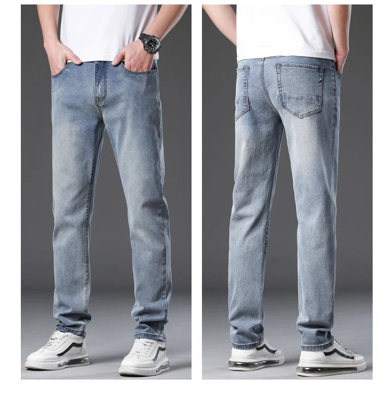 Men's Baggy Jeans Vintage Washed Denim Straight Pants