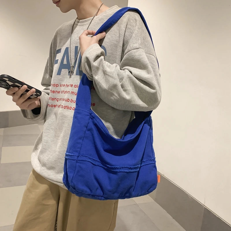 Fashion Messenger Bag Large Capacity Shopping Bag Unisex Canvas