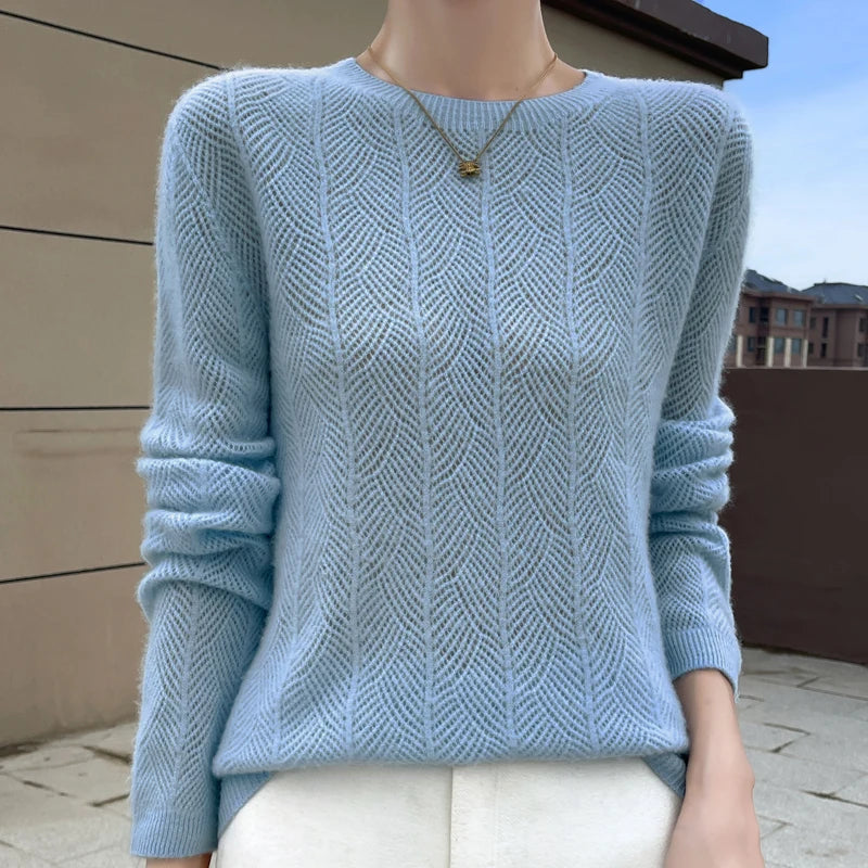 Autumn sweater women's O-neck pullover knit shirt top