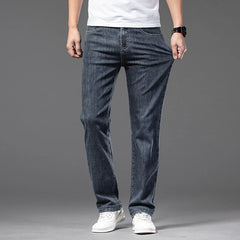 Men's Stretch Loose Jeans Classic Brand Straight Business Casual